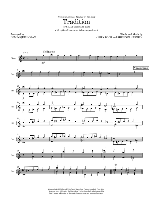 Tradition (Arr. Dominique Hogan) - Jerry Bock, Sheldon Harnick (Choral, SATB)