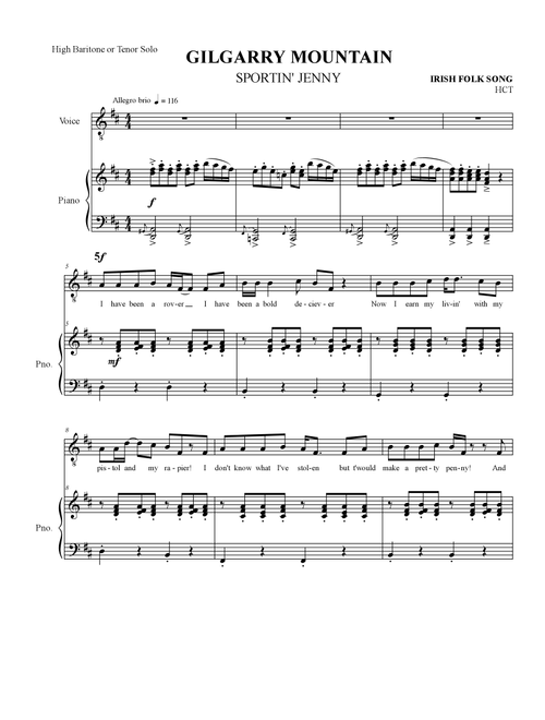 Gilgarry Mountain - high Baritone or Tenor (Arr. Hal Thomas) (Piano Vocal)