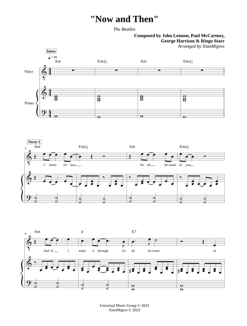 The Beatles - Now and Then | Piano-Voice Arrangement with chords