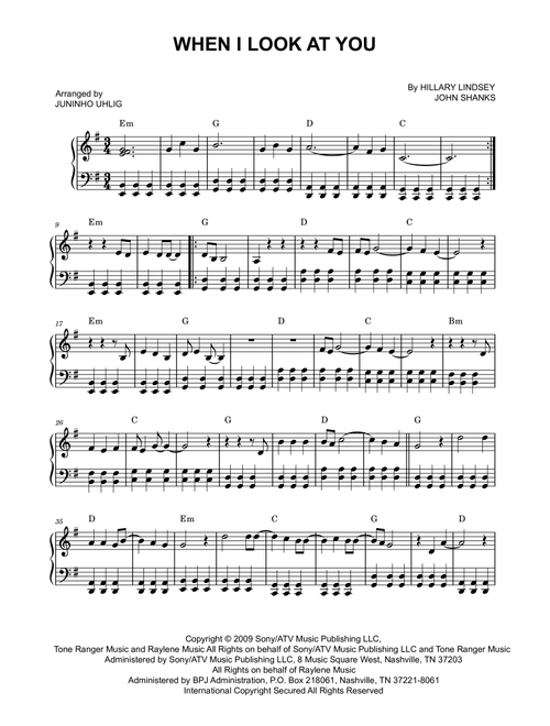 When I Look At You (Arr. Juninho Uhlig) - Miley Cyrus (Piano Solo)