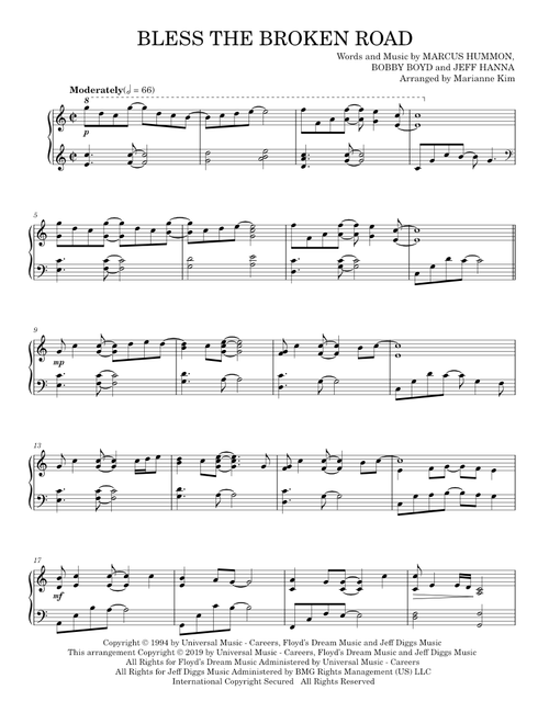 Bless The Broken Road (arr. Marianne Kim) - Rascal Flatts (Piano Solo)