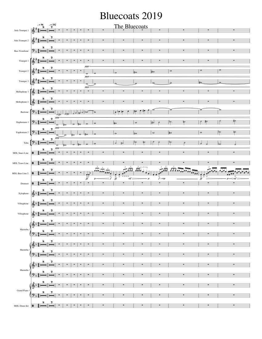 Bluecoats 2019 "THE BLUECOATS" Sheet Music for Piano, Euphonium, Tuba ...