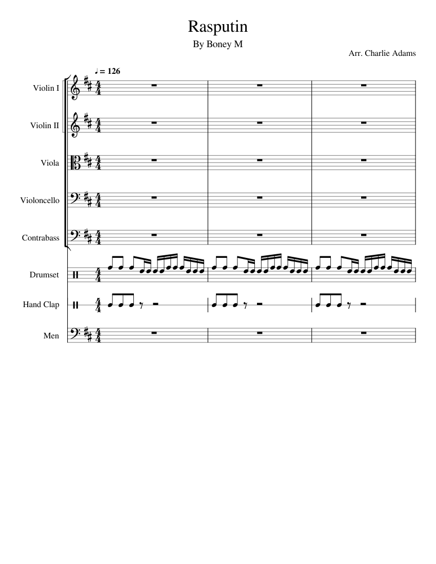 Rasputin Sheet music for Male, Contrabass, Violin, Viola & more