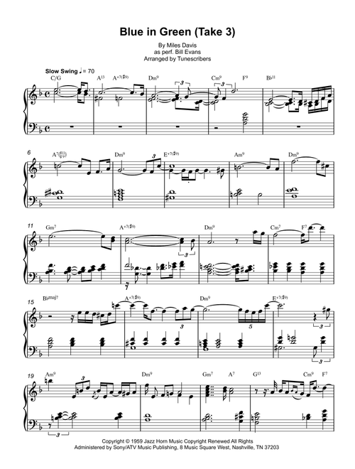 Blue In Green (Arr. Tunescribers) - Freya Ridings (Piano Solo)