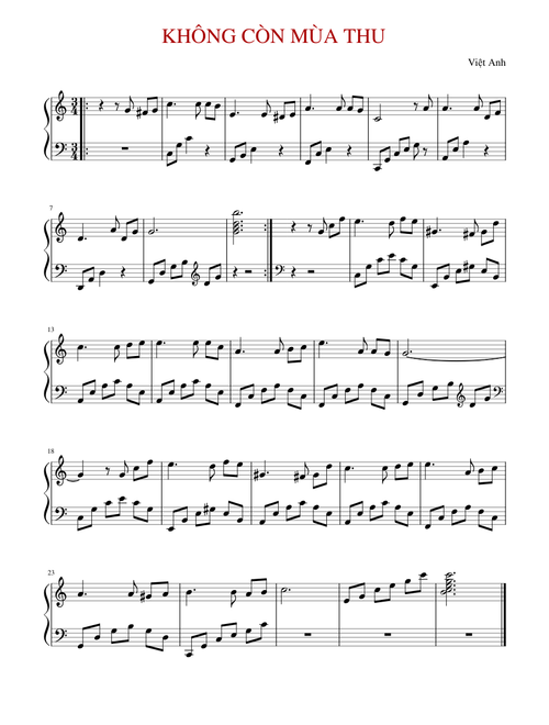 KHÔNG CÒN MÙA THU - PIANO