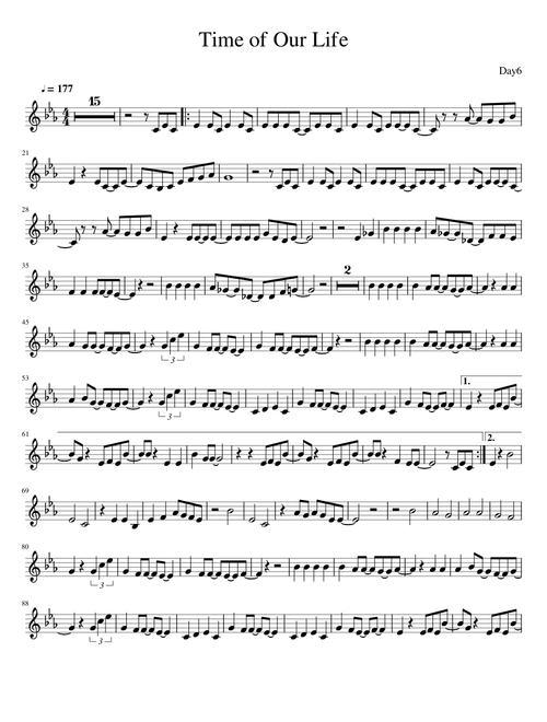 Time of Our Life (한 페이지가 될 수 있게) - Day6 (Violin score)