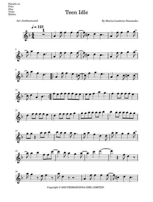 Teen Idle (Arr. Jontheamazed) - Marina Lambrini Diamandis (Flute Solo)