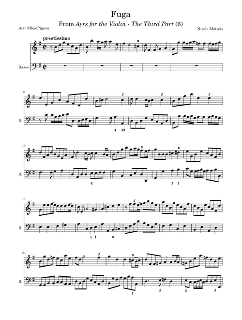 Ayrs for the Violin: The Third Part: Fuga - Nicola Matteis