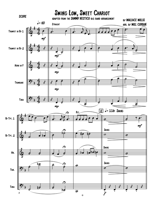 Swing Low, Sweet Chariot (Arr. Will Corbin) - Various (Brass Ensemble)