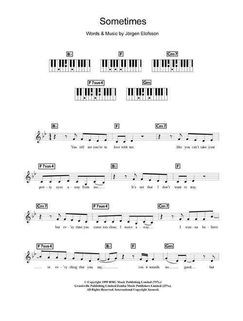Sometimes - Britney Spears (Piano Chords-Lyrics)