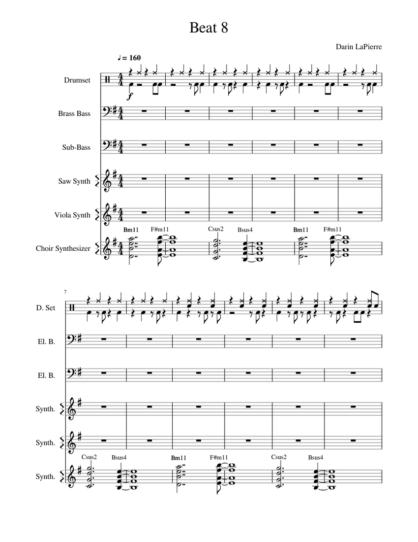 Beat Sample 8 Rough Draft Sheet music for Bass guitar, Drum group