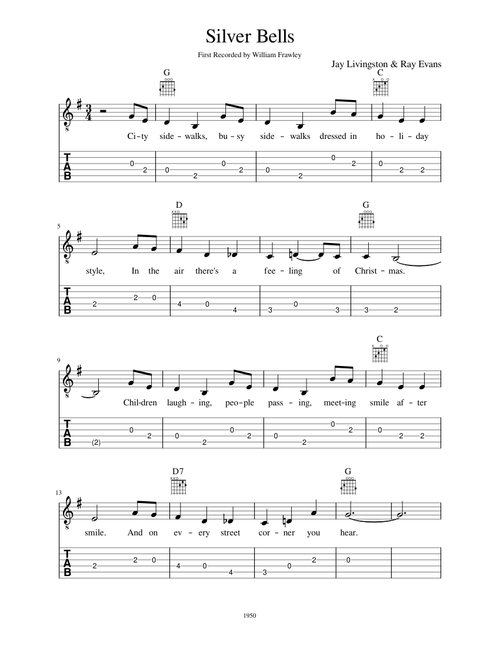 Silver Bells - Simple Guitar Tab and Chords