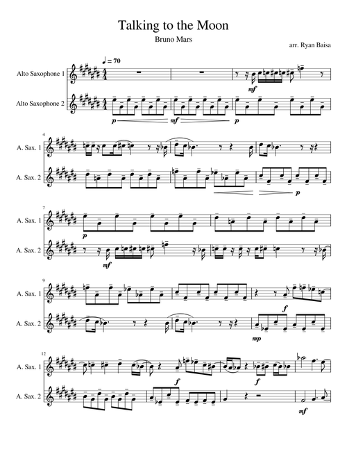 Talking to the moon – Bruno Mars (Alto Sax Duet)