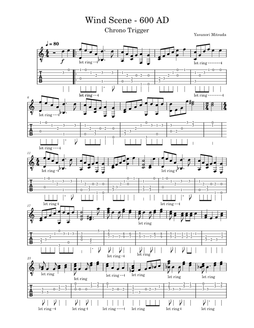 Chrono Trigger - Wind Scene (600 AD) – for guitar Sheet Music and