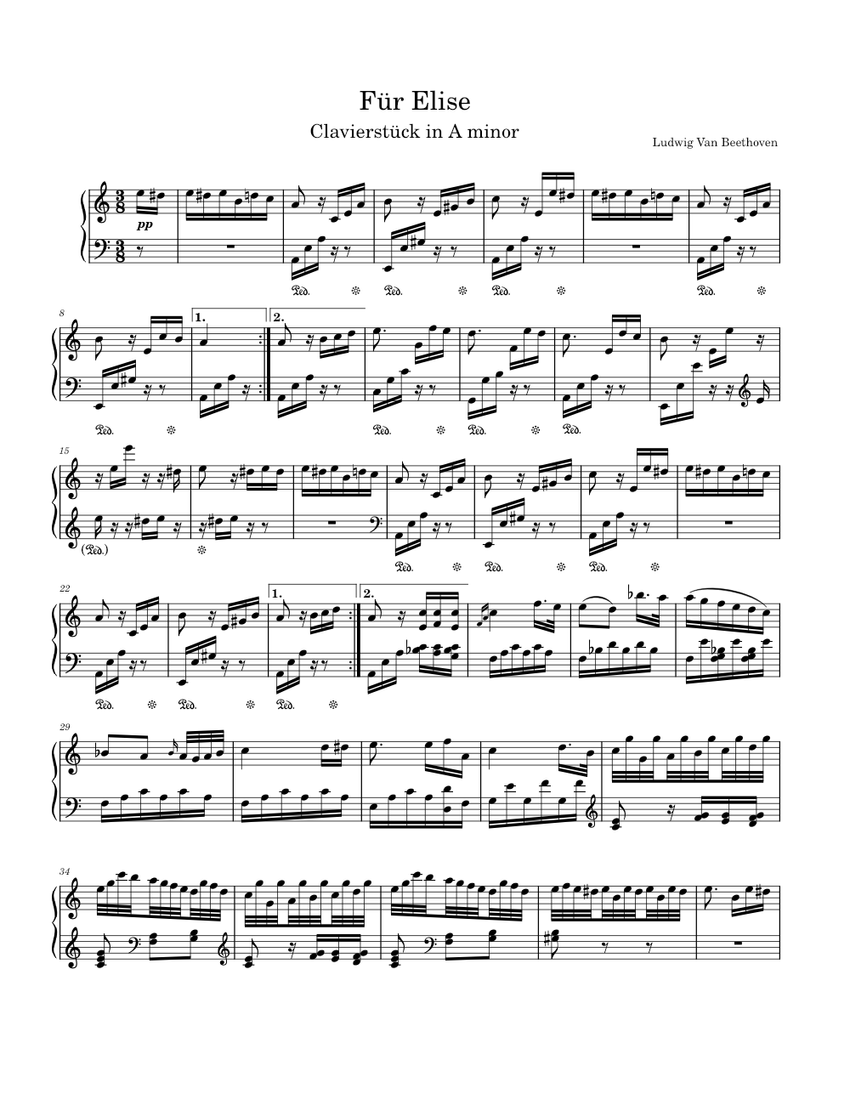 Für Elise – Ludwig van Beethoven Sheet music for Piano (Solo ...