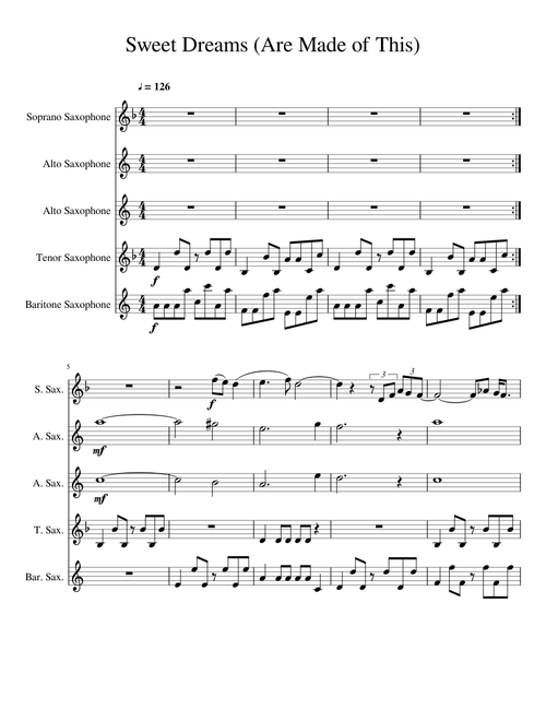 Sweet Dreams (Are Made of This) - Saxophone Quartet [WIP]