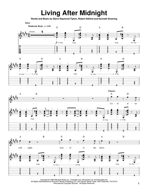 Living After Midnight - Judas Priest (Guitar Tab Play-Along)