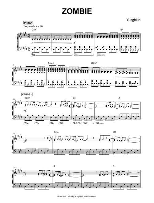 Zombie - YUNGBLUD (Piano)