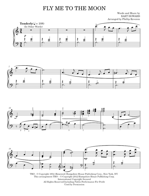 Fly Me To The Moon (In Other Words) - Tony Bennett (Piano Solo)