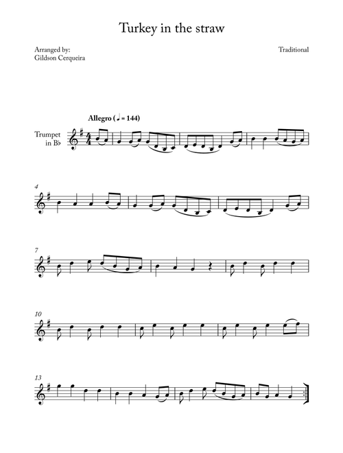 Turkey in the straw (Arr. Gildson Cerqueira) - Traditional (Trumpet Solo)