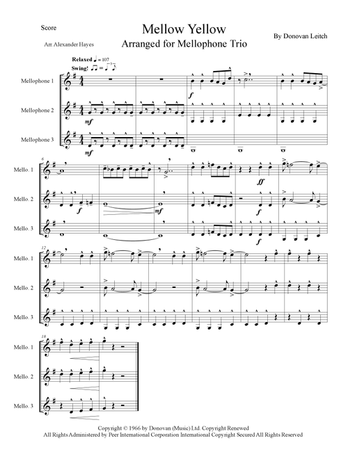 Mellow Yellow (Arr. Alexander Hayes) - Donovan (Brass Ensemble)
