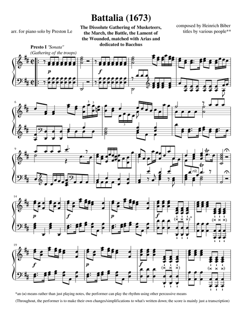 Battalia - Heinrich Biber - Piano Solo (change audio source)