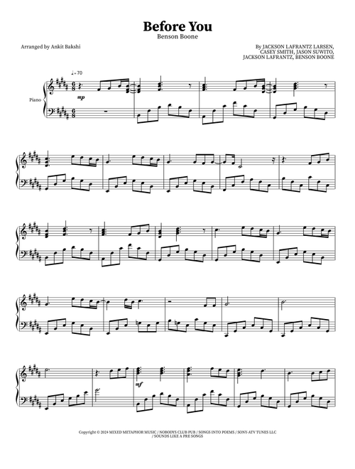 Before You (Arr. Ankit Bakshi) - Benson Boone (Instrumental Solo)