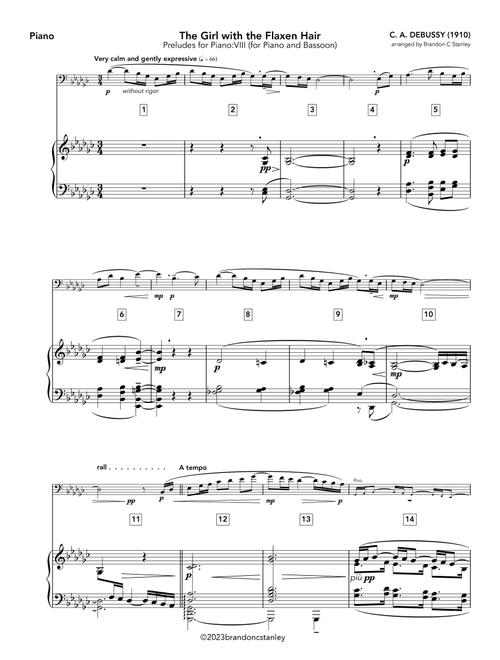 La Fille aux Cheveux de Lin (The Girl with the Flaxen Hair) (Arr. Brandon C Stanley) - C A Debussy (Brass Ensemble)