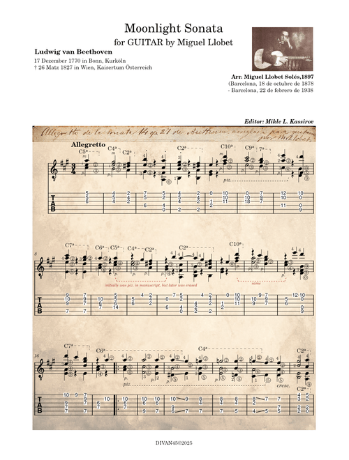 Moonlight Sonata. part 2, Arr. M.Liobet - Beethoven