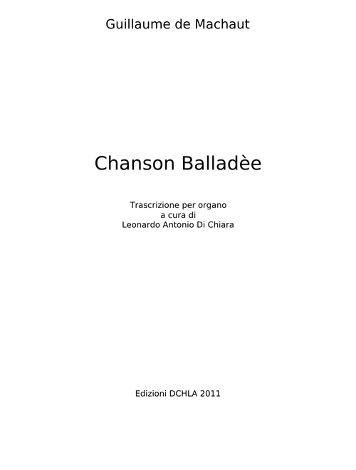 Chanson balladée - Guillaume de Machaut