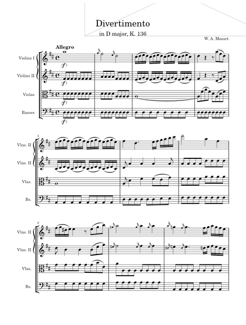 Divertimento in D major, K.136/125a – Wolfgang Amadeus Mozart