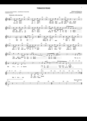 Free Tobacco Road by The Nashville Teens sheet music