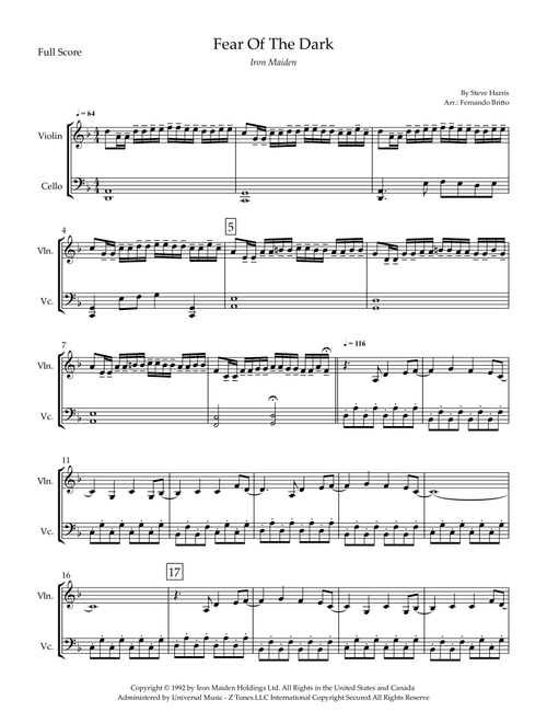 Fear Of The Dark (Arr. Fernando Britto) - Iron Maiden (Instrumental Duet)