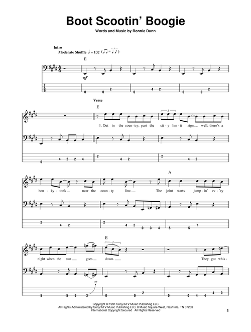 Boot Scootin' Boogie - Brooks & Dunn (Bass Tab)