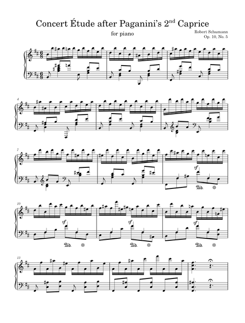Concert Étude after Paganini's 2nd Caprice - R. Schumann, Op. 10, No. 5