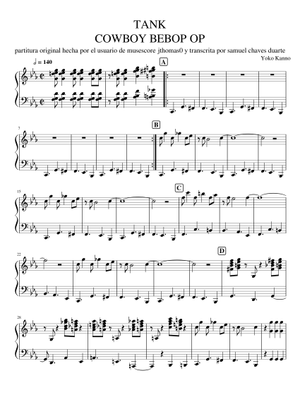 その他 COWBOY BEBOP BAND SCORE TANK! - Cowboy Bebop (Full Score) Sheet Music with Chords for