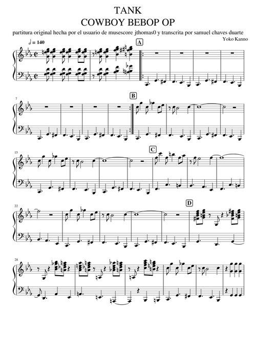TANK cowboy bebop (piano)