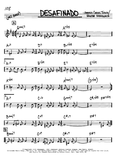 Desafinado - Antonio Carlos Jobim (Real Book - Melody-Chords)