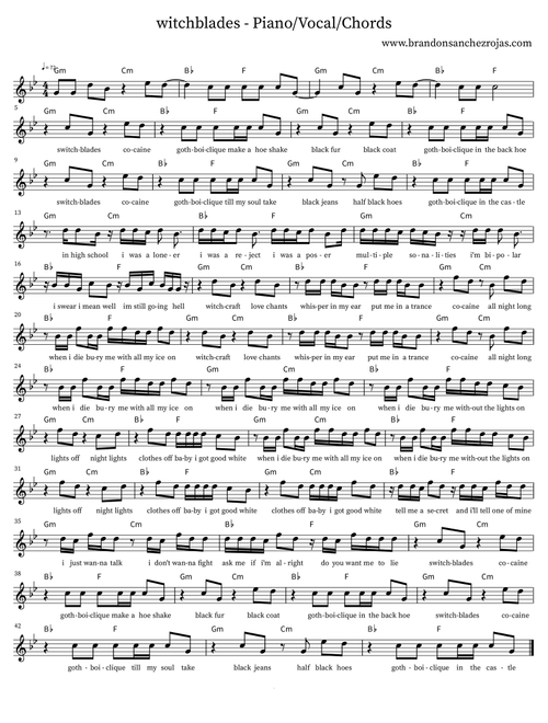 witchblades - Piano/Vocal/Chords - BSR (Piano-Vocal-Guitar)