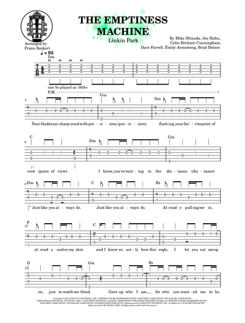 The Emptiness Machine (Arr. Franz Beckert) - Linkin Park (Solo Guitar)