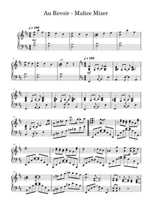 Au revoir - Malice Mizer Sheet Music with Chords for Piano (Solo
