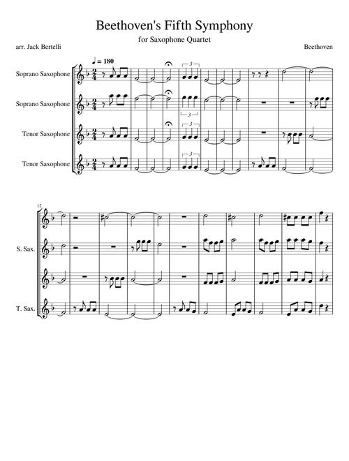 Beethoven's Fifth Symphony – Ludwig van Beethoven Beethoven's Fifth Symphony Bb Sax Quartet