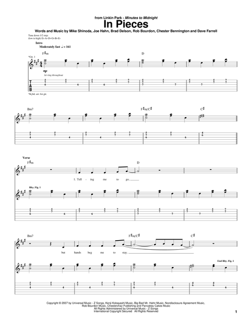 In Pieces - Linkin Park (Guitar Tab)