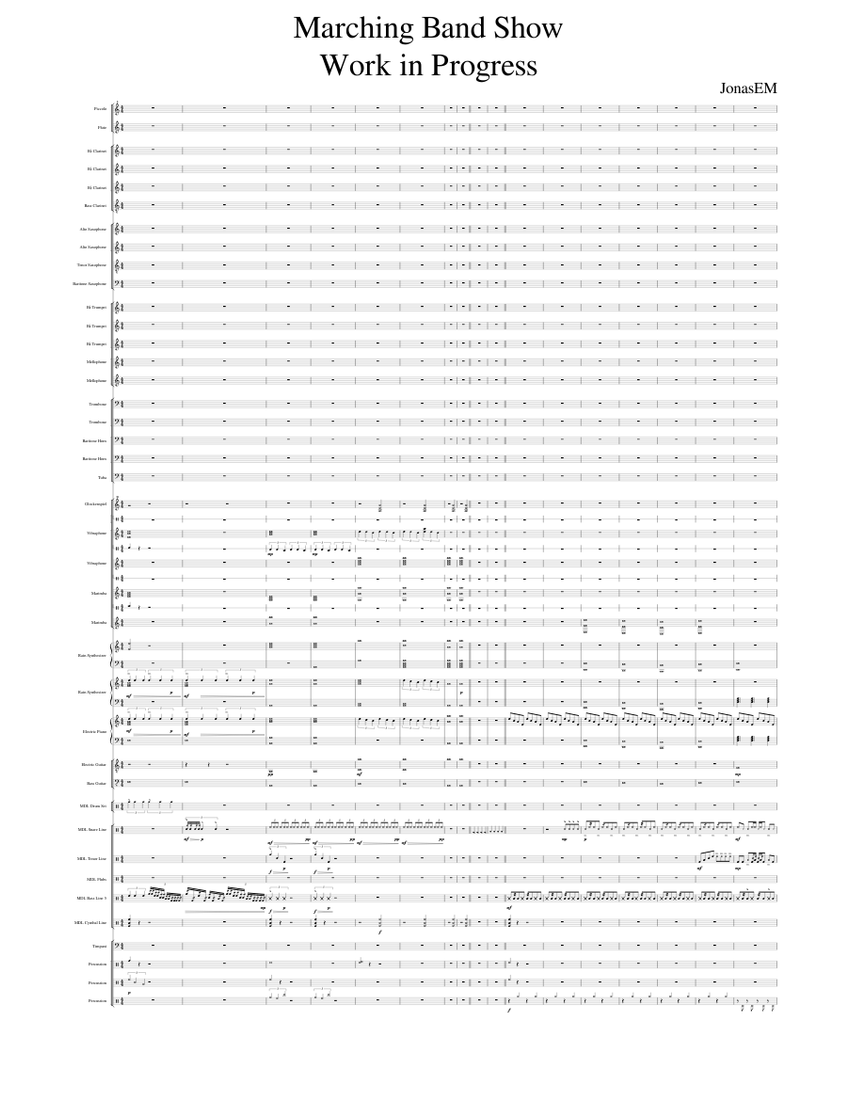 Shades - Marching Band - Work In Progress Sheet Music for Piano ...