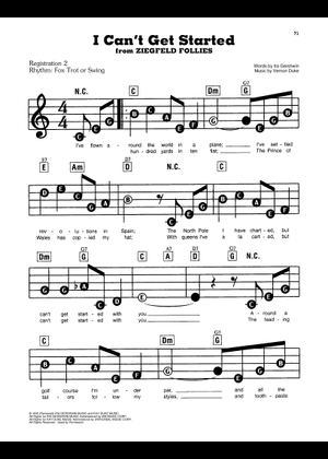 Play Official version of I Can't Get Started Sheet Music by Vernon