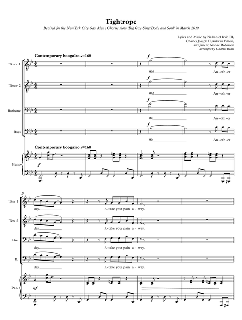 Tightrope (Arr. Charles Beale) - Janelle Monáe (Choral, TTBB)