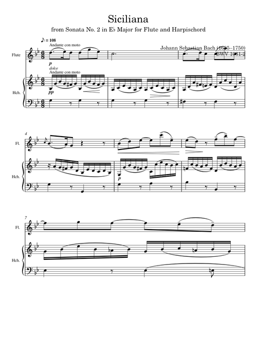Sonata BWV 1031, Siciliano – Johann Sebastian Bach BWV1031-2