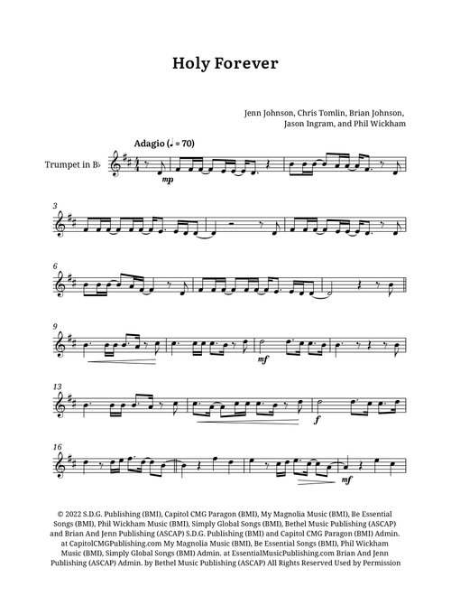 Holy Forever (Arr. D. M. Scores) - Chris Tomlin (Trumpet Solo)