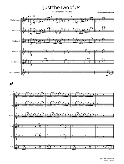 Just the Two of Us – Bill Withers - for Saxophone Quartet