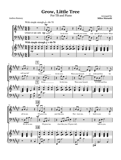 Grow, Little Tree (Arr. Miles Marashi) - Andrea Ramsey (Choral, TB)